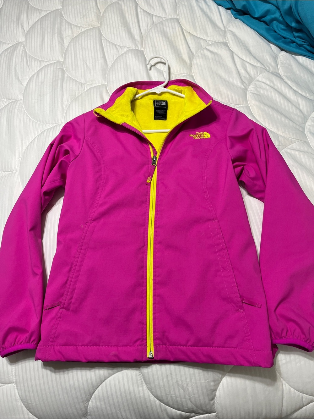 The North Face Pink Jacket with Yellow Fleece Lining
